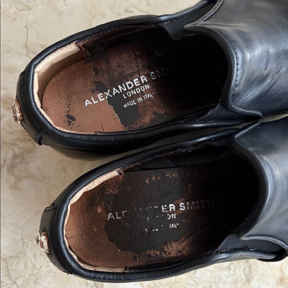 Alexander Smith London Leather Slip On Metal Cap Toe Platform Sneakers - Picture 14 of 14